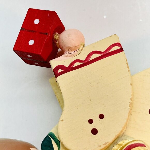 Vintage Whimsical Wooden Angel Gold Wings Handmade Christmas Old Charm Ornament - Picture 12 of 13